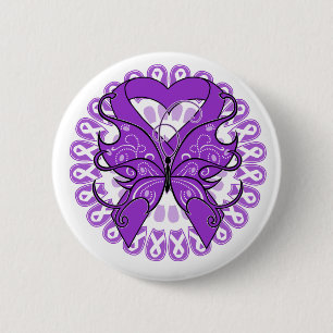 Alzheimers Disease Butterfly Circle of Ribbons 6 Cm Round Badge