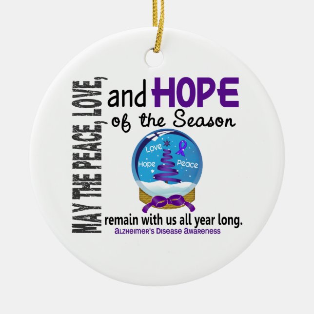 Alzheimer's Disease Christmas 3 Snow Globe Ceramic Tree Decoration (Front)