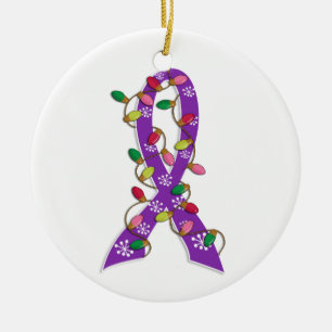 Alzheimer's Disease Christmas Lights Ribbon Ceramic Tree Decoration