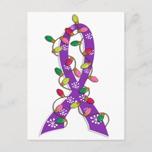 Alzheimer's Disease Christmas Lights Ribbon Holiday Postcard (Front)