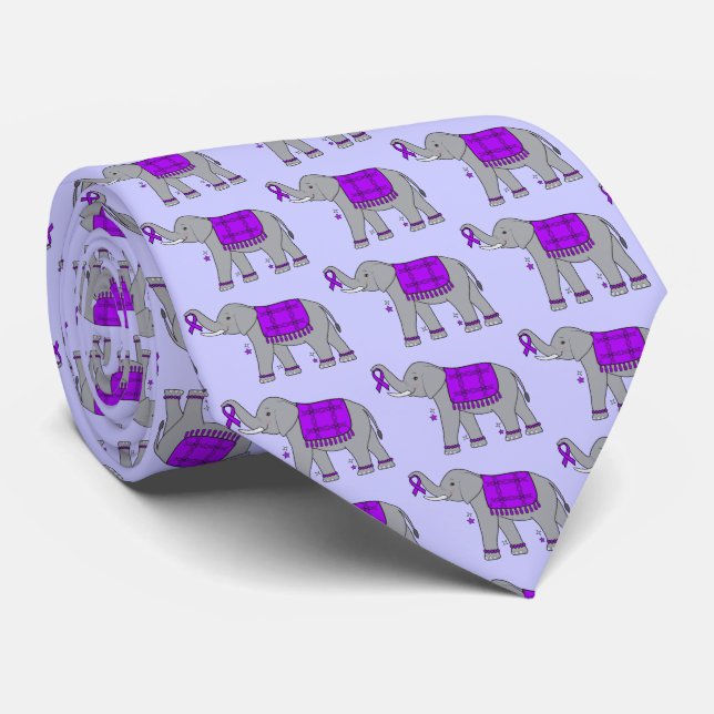 Alzheimer's Disease Elephant of Awareness and Hope Tie (Rolled)