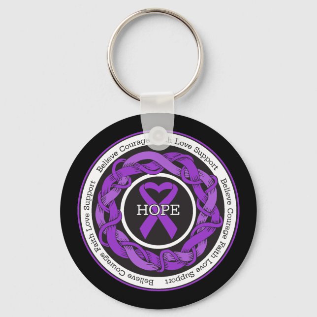 Alzheimers Disease Hope Intertwined Ribbon Key Ring (Front)
