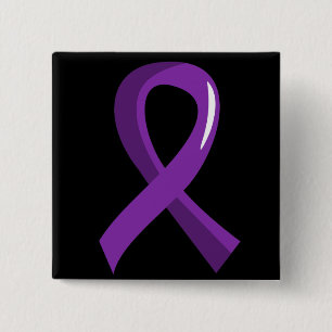 Alzheimer's Disease Purple Ribbon 3 15 Cm Square Badge