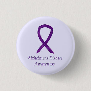 Alzheimer's Disease Purple Ribbon Custom Art Pins