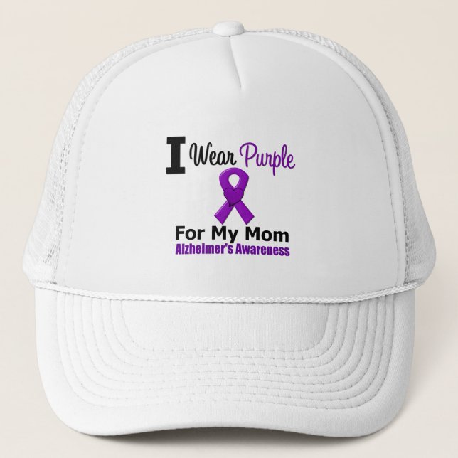 Alzheimer's Disease Purple Ribbon For My Mum Trucker Hat (Front)