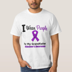 Alzheimer's Disease Purple Ribbon Grandfather T-Shirt