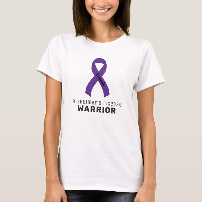 Alzheimer's Disease Ribbon White T-Shirt (Front)