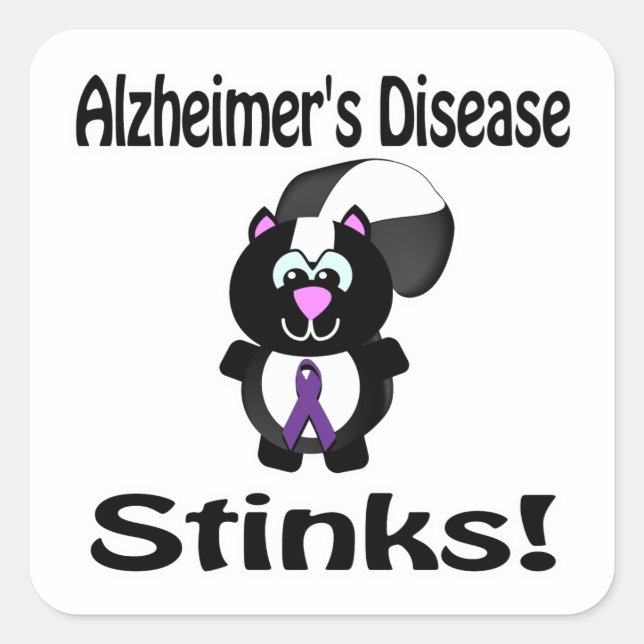 Alzheimers Disease Stinks Skunk Awareness Square Sticker (Front)
