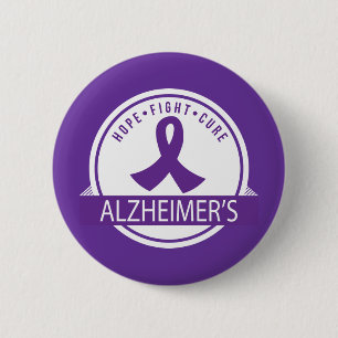 Alzheimer's Hope Fight Cure Ribbon 6 Cm Round Badge