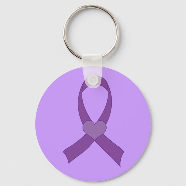 Alzheimers Purple Heart Ribbon Gift Key Ring (Front)