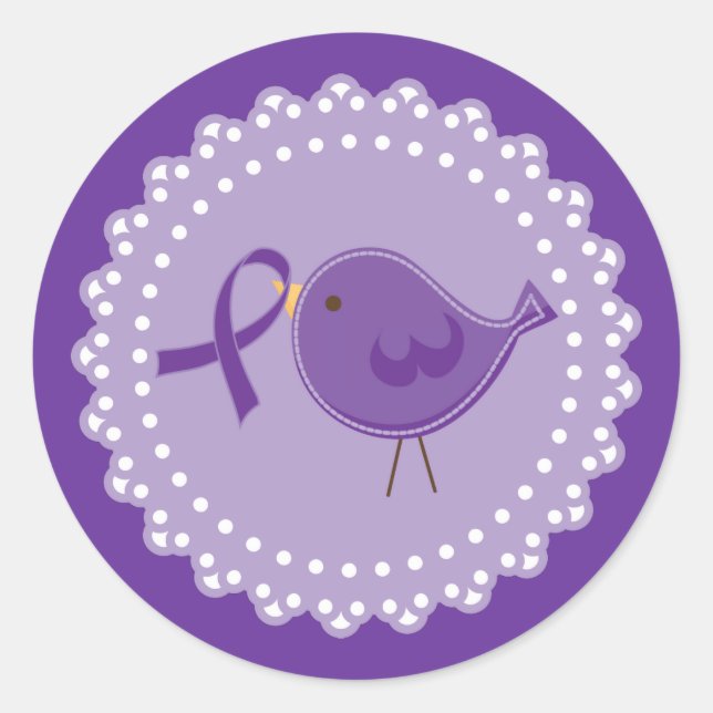 Alzheimer's Ribbon Bird support Classic Round Sticker (Front)