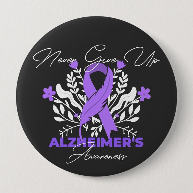Alzheimer's Ribbon Fight Dementia Awareness 10 Cm Round Badge (Front)