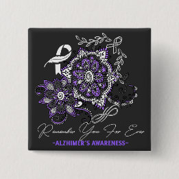 Alzheimer's Ribbon Fight Dementia Awareness 15 Cm Square Badge
