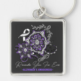 Alzheimer's Ribbon Fight Dementia Awareness Key Ring