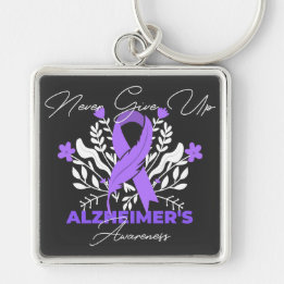 Alzheimer's Ribbon Fight Dementia Awareness Key Ring