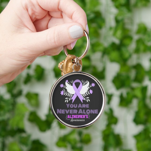 Alzheimer's Ribbon Fight Dementia Awareness Key Ring (Hand)