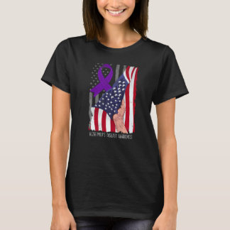 Alzheimeru2019s Disease Awareness American Flag Pu T-Shirt