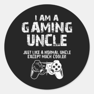 Am A Gaming Uncle Funny Video Gamer Cute Video Gam Classic Round Sticker