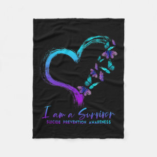 Am A Survivor Suicide Prevention Awareness Heart B Fleece Blanket
