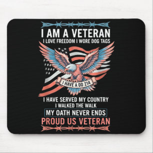 Am a veteran love freedom wore dog tags have aAm a Mouse Mat