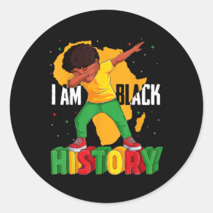 Am Black History Kid Dabbing Black History African Classic Round Sticker