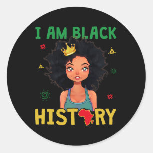 Am Black History Kids Girls Black History Month Gi Classic Round Sticker