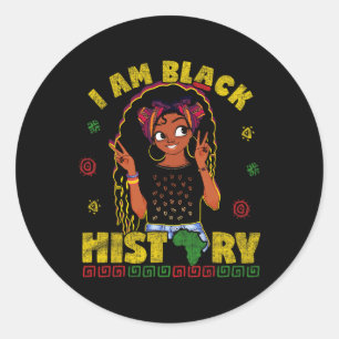 Am Black History Month For Kids Girls Afro America Classic Round Sticker