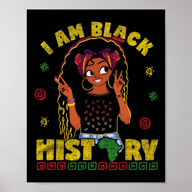 Am Black History Month For Kids Girls Afro America Poster (Front)