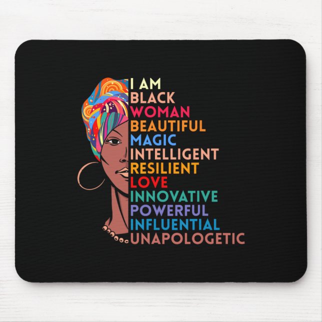 Am Black Woman African American Gift Black History Mouse Mat (Front)