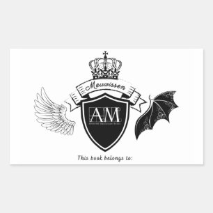 Am Bookplate - Black Crown Rectangular Sticker