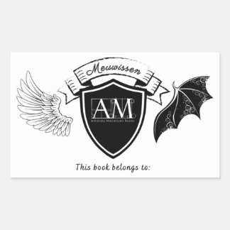 AM Bookplate - Black No Crown Rectangular Sticker