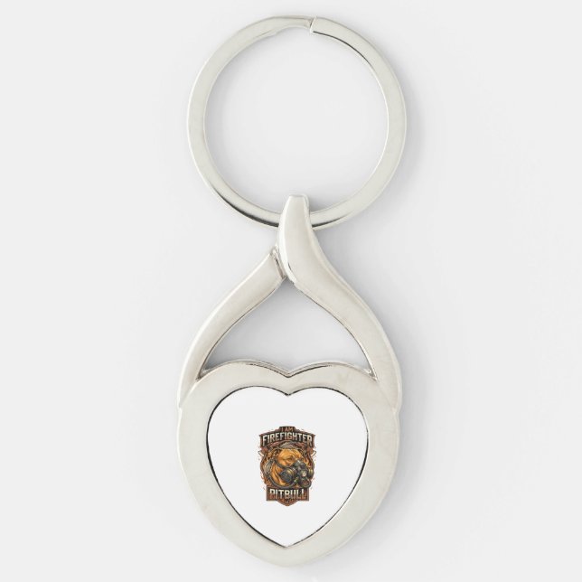 Am Firefighter Pitbull Dog Gas Mask Shield Key Ring (Front)