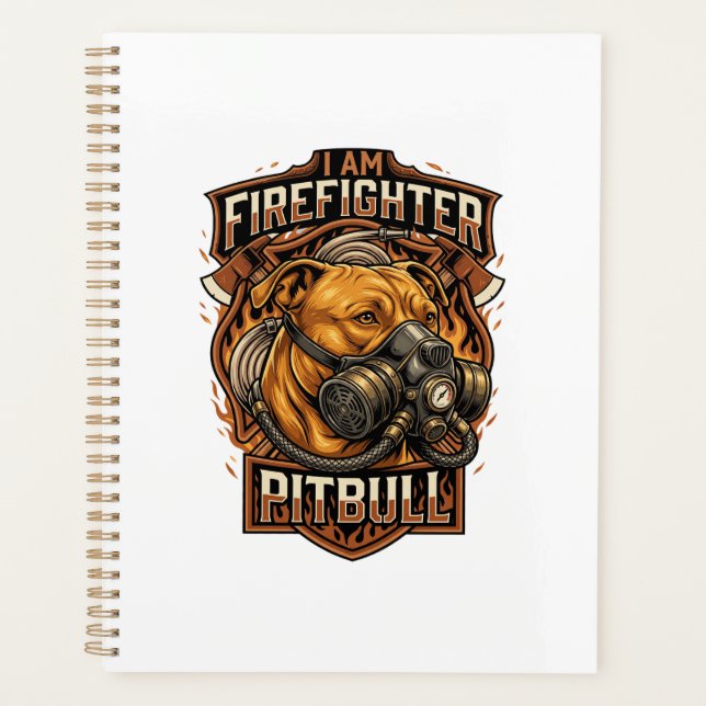 Am Firefighter Pitbull Dog Gas Mask Shield Planner (Front)