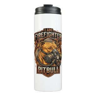 Am Firefighter Pitbull Dog Gas Mask Shield Thermal Tumbler