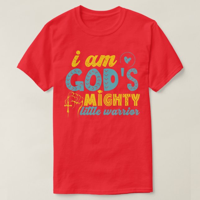 Am Gods Mighty Little Warrior Christian Kids Girls T-Shirt (Design Front)