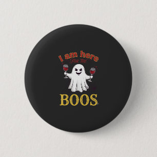 Am Here Boos Halloween Ghost Wine Glasses Spider W 6 Cm Round Badge
