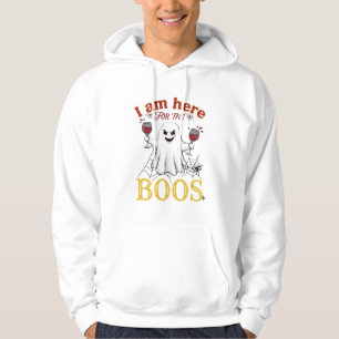 Am Here Boos Halloween Ghost Wine Glasses Spider W Hoodie