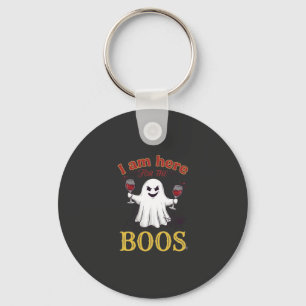 Am Here Boos Halloween Ghost Wine Glasses Spider W Key Ring