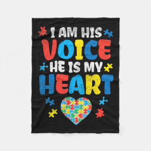 Am His Voice He Is My Heart Autism Awareness Asl S Fleece Blanket