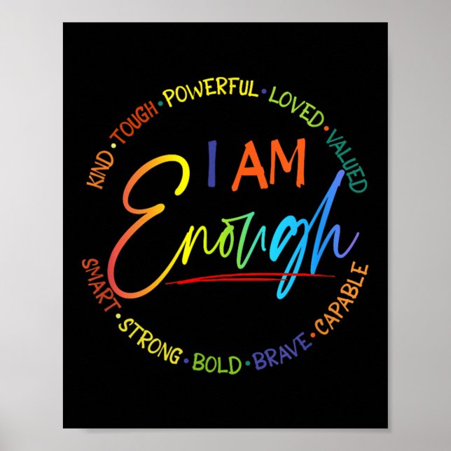 Am I Enough, Kind, Powerful, Loved, Valued, Smart, Poster (Front)