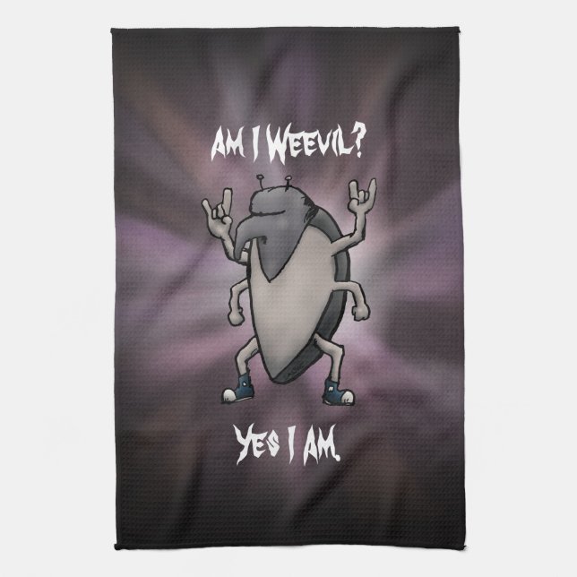 Am I Weevil Heavy Metal Cartoon Tea Towel (Vertical)