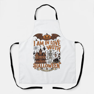 Am Love Halloween Haunted House Skeleton Pumpkin_1 Apron