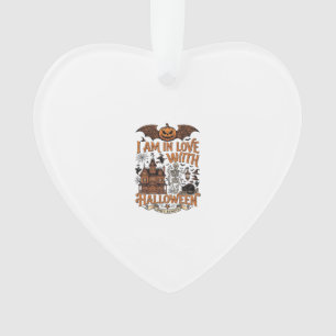 Am Love Halloween Haunted House Skeleton Pumpkin_1 Ornament
