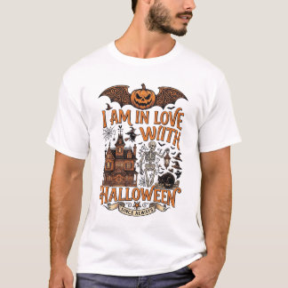 Am Love Halloween Haunted House Skeleton Pumpkin_1 T-Shirt