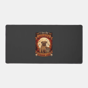 Am Night Fear Me Halloween Pug Moon Tombstone Desk Mat