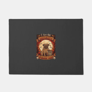 Am Night Fear Me Halloween Pug Moon Tombstone Doormat