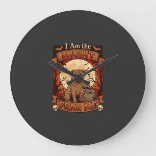 Am Night Fear Me Halloween Pug Moon Tombstone Large Clock
