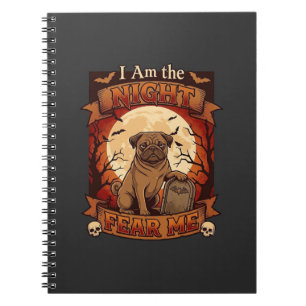 Am Night Fear Me Halloween Pug Moon Tombstone Notebook