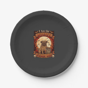 Am Night Fear Me Halloween Pug Moon Tombstone Paper Plate