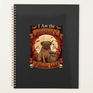 Am Night Fear Me Halloween Pug Moon Tombstone Planner